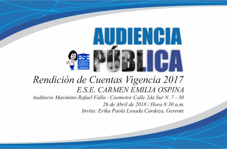 ESE municipal rendirá cuentas sobre la Vigencia 2017